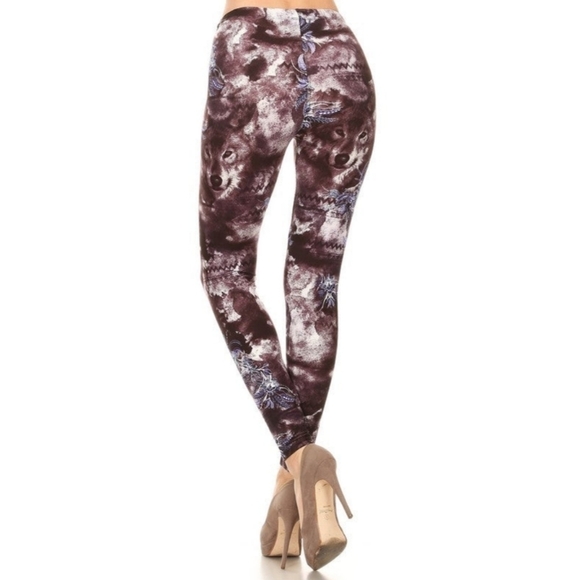 TCLC PURPLE Wolf & Dreamcatcher Print Full Length Leggings Size 12 NWT - Picture 2 of 4